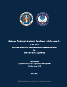 Cover of the CAE-CO Proposed Designation Requirements document, an essential reference for educational institutions seeking to become a National Center of Academic Excellence in Cyber Operations (CAE-CO)